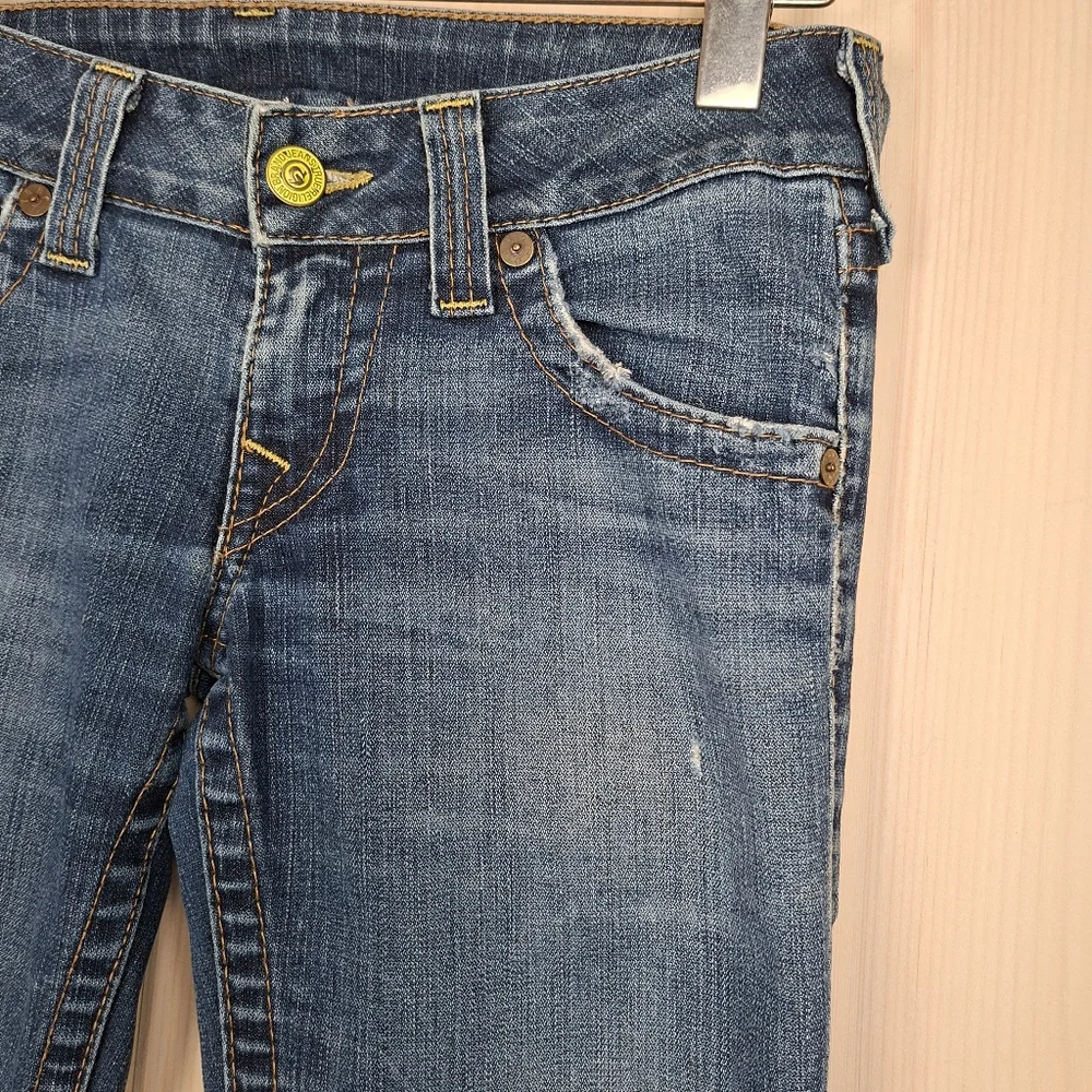 Vintage True Religion Women's Joey Twist Seam Flare Jeans Flap Pocket Sz 28 - Picture 6 of 14